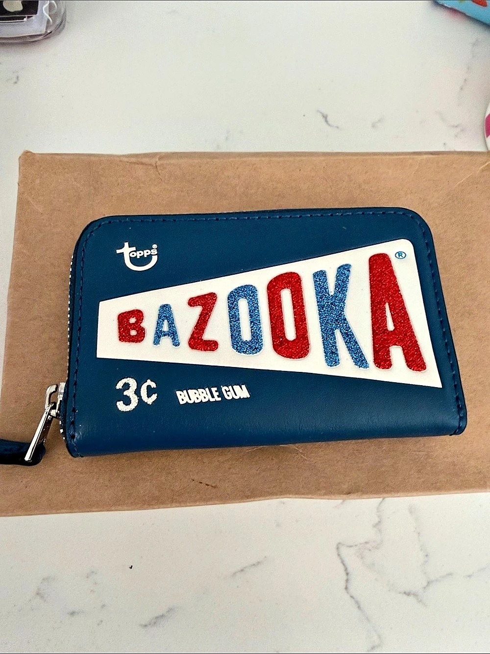 New Coach x Topps Bazooka Bubble Gum Zip Around Wallet Blue & Red